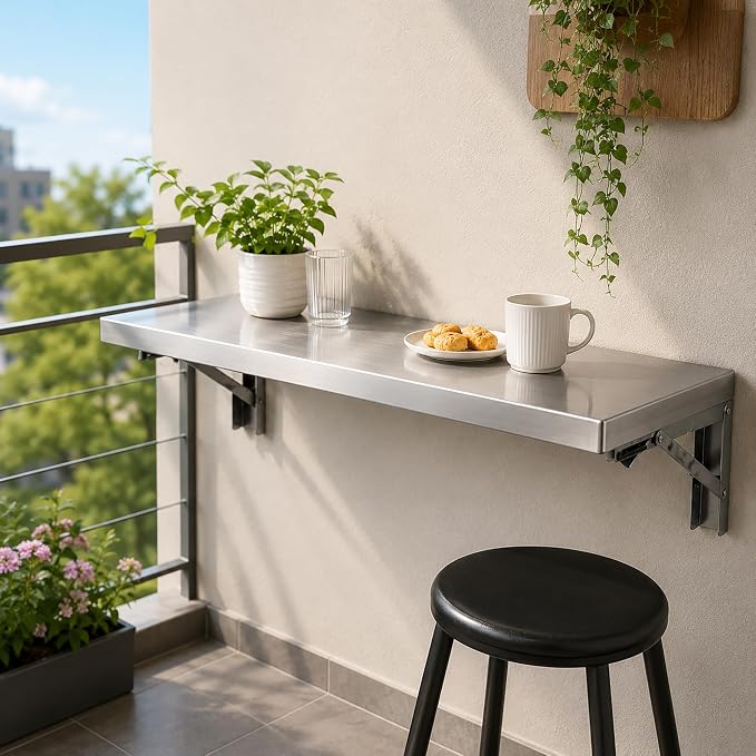 Wall Mounted Folding Table,304 Stainless Steel Wall Folding Desk,Floating Table for wall,Laundry Room Folding Table,Home Bars and Dining Establishments(100x40cm /39.4"x15.7")