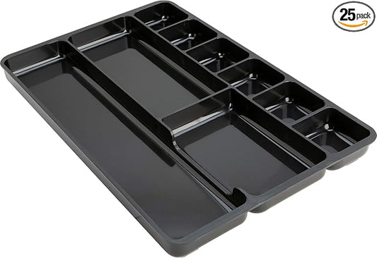 Lorell Drawer Tray Organizer, 9-Compartments, 9.38" x 14" x 1.25", Plastic, Black