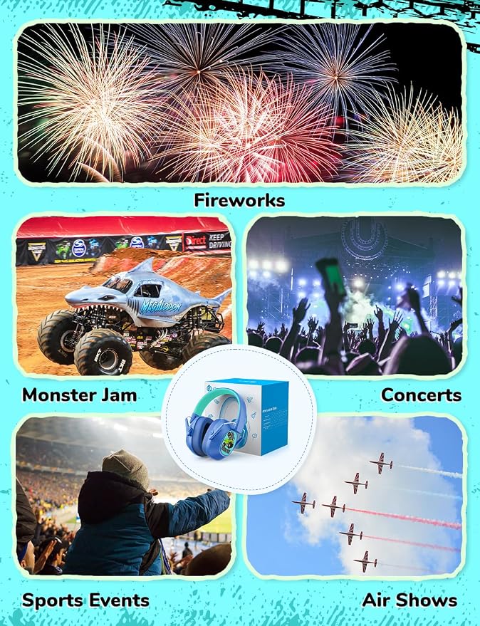 iClever Noise Cancelling Headphones for Kids, SNR 29dB Safety Noise Reduction Ear Muffs for Autism Sensory &Concentration Aid, Ear Hearing Protection for Fireworks/Event/Monster Jam/Concert