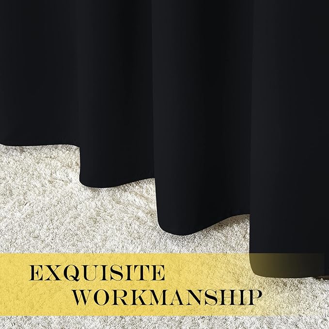 NICETOWN Black Blackout Curtain 108 inches Long - Grommet Chic Thermal Insulated Solid Blackout Curtain Drape for Living Room/Bedroom, W52 x L108, 1 Panel