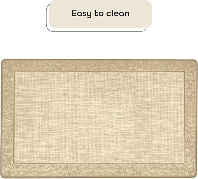 Anti-Fatigue Floor Comfort Mat - 18 x 30 Inch (Clarke Tan) - Non-Slip Kitchen Mats for Floor - Easy to Clean Cushioned Standing Mat for Bathroom & Office Desk - Achim Home Décor