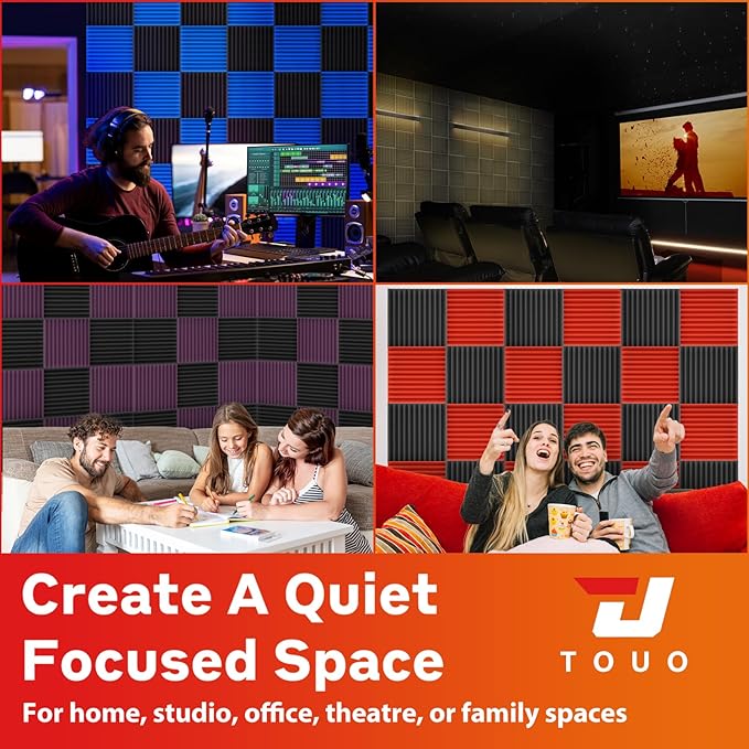 24 Pack Acoustic Panels – Sound Proof Foam Panels for Wall 12"x12"x2", Flame Retardant Wedge Acoustic Foam, High-Density Sound Absorbing Panels for Home Studio(Green, 2" Thick 24 Pack)