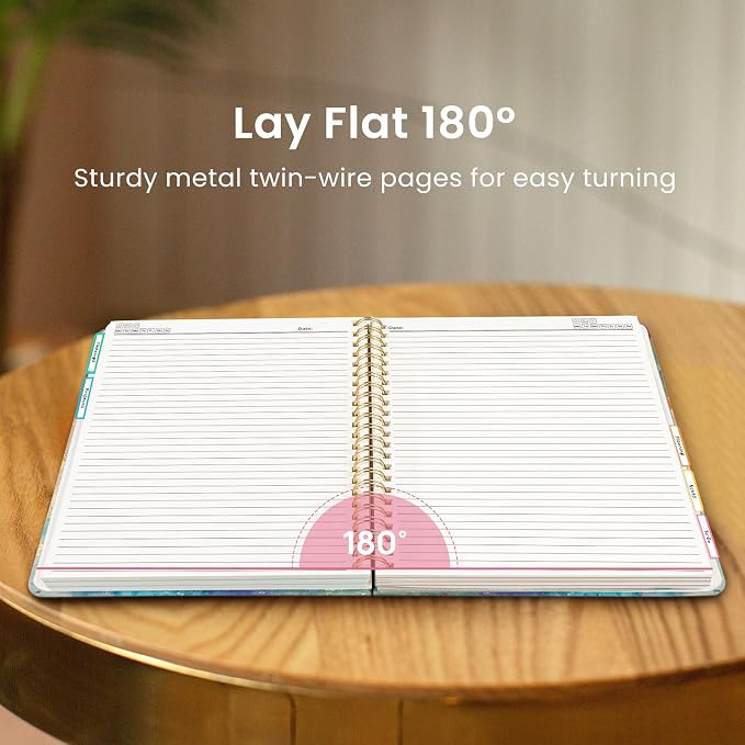 Large Spiral Lined Notebooks for Work with Removable Dividers & Tabs, 8.5"x11" Pretty Hardcover 5 Subject Notebook Journal for Women, College Ruled, Perfect for Study & Office Organization, 280 Pages,Color Splash