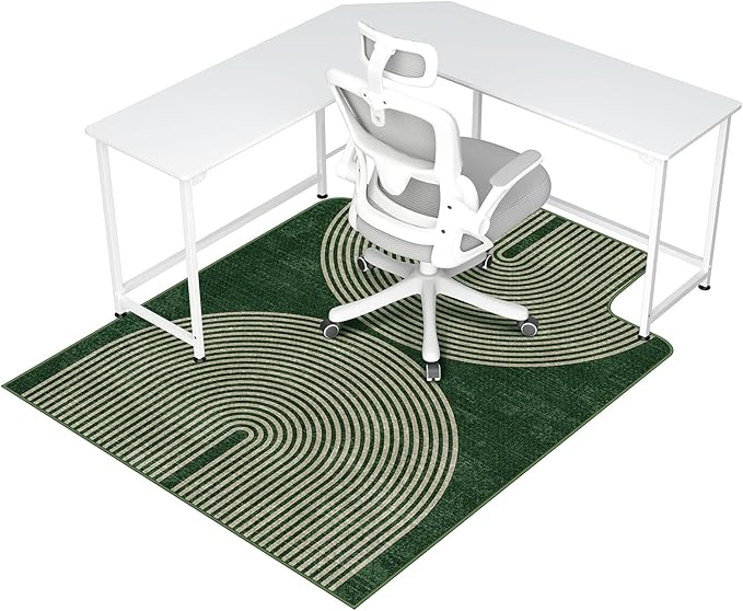 Office Chair Mat for Hardwood Floor & Tile Floor,48"X 60" Heavy Duty Desk Chair Mat for Hard Floors, Under Desk Rug for Rolling Computer Chair,Anti Slip,Low Pile Carpet Protector-Convex Geo Green