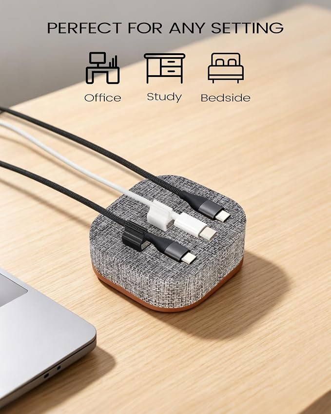 Magnetic Cord Holder, Cable Organizer with 5 Magnetic Clips for Desk & Nightstand Cable Management, Practical Charging Accessory for Home, Office & Gift Giving