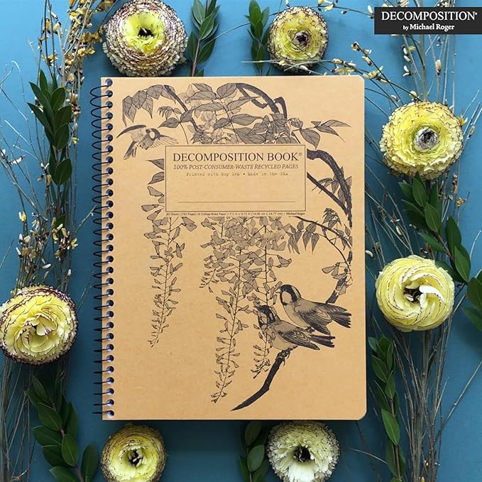 Decomposition Leafy Perch College Ruled Spiral Notebook - 9.75 x 7.5 Journal with 160 Lined Pages - 100% Recycled Paper - Cute Notebooks for School Supplies, Home & Office - Made in USA