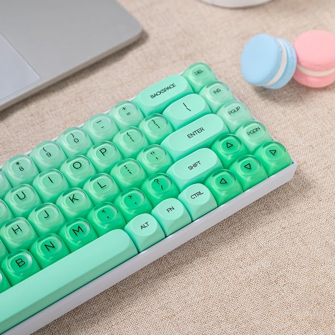 Guffercty kred HOA Profile Keycaps Set 132 PCS - PBT Cute Jelly Liquid Foundation Keycaps 60 Percent Compatible with Cherry MX Switch 60% 65% 75% 100% Mechanical Keyboards (Green Liquid Foundation)