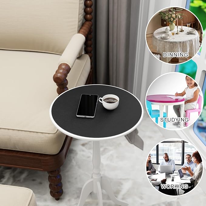 MAIDERN 12 Inch Round Cork & Leather Placemats, Cuttable Size (6-12 Inch), Trimmable Dining Table Mat, Heat Resistant/Non-Slip Table Cover for Kitchen, Office, or Restauran (Black)