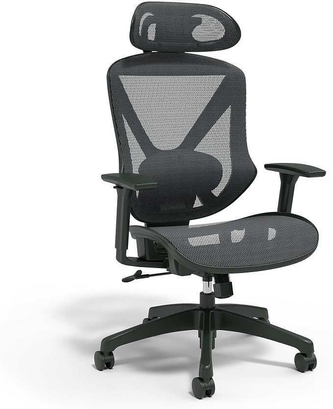 Staples Dexley Ergonomic Mesh Office Chair - Adjustable Height, Swivel Tilt, Lumbar Support, Black