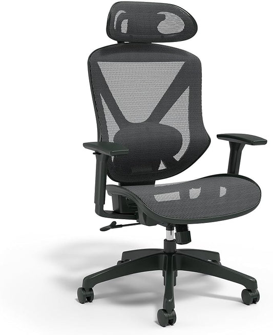 Staples Dexley Ergonomic Mesh Office Chair - Adjustable Height, Swivel Tilt, Lumbar Support, Black