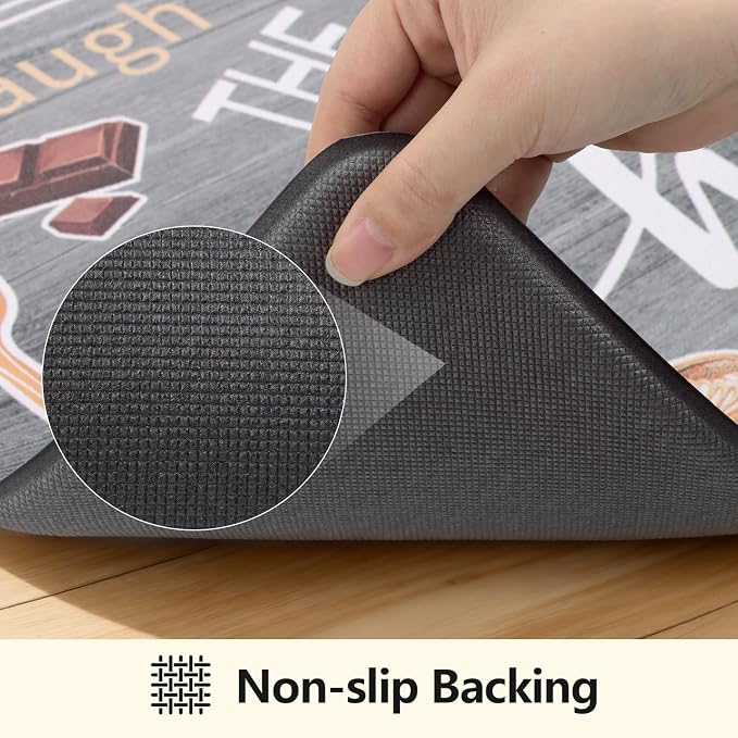 Yamaziot Anti Fatigue Kitchen Rug Set of 3, Non-Slip Cushioned Floor Mats | Waterproof, Stain Resistant, Farmhouse Cushioned Comfort Standing Desk Mat with Runner for Kitchen, Office, Sink, Laundry