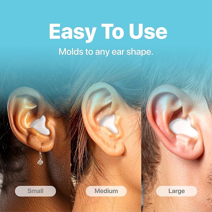 Whisper Ear Plugs (28 pcs) | Soft Silicone | Reusable Silicone Ear Plugs for Swimming, Sleep, Travel, Noise & Snoring | Moldable Comfort Fit Wax Earplugs for Sleep | Waterproof Swim Ear Plugs Adults
