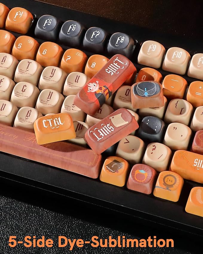 Keymatic Cute Keycaps Magic Academy Theme Keycap Set Dye Sub PBT Custom Keycap 133 Anime MOA Profile Key caps for Mechanical Keyboard for 61/68/84/87/98/99/100/104/108 Keys(Only Keycap Set)