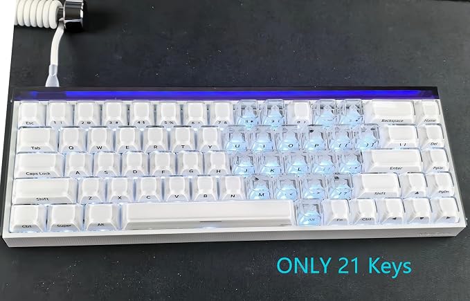 OHY XVX 21Keys MDA Profile Transparent Keycaps, Side Printed Characters, PC Crystal Keycaps, Backlit Glitter Sweet Heart Keycap Set for MX Switches Mechanical Keyboard,Match with XVX Crystal R2