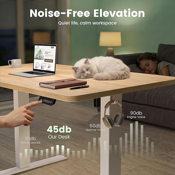 CubiCubi Standing Desk, 40 x 24 Inches Electric Height Adjustable Computer Desk, Sit Stand up Home Office Desk with Memory Presets, Maple