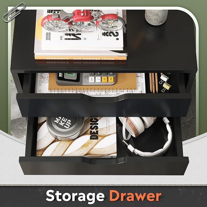DEVAISE 7-Drawer Office File Cabinets, Mobile Craft Storage Cabinet, Black | Wood Drawer Unit, Storage Cabinet, Rolling Cart, Printer Stand, Filing Cabinet with Drawers