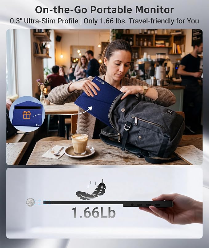 Ingnok Portable Monitor,15.6 inch 10 Point Touchscreen, FHD 1080P Laptop Screen Extender,Multi-Touch Gestures for Laptop,Mac, DC Dimming EyeCare, Adjustable Stand,USB C HDMI | FHD 1080P,USB C mini HDMI for Laptop,Mac,mini PC,Built in Speakers,with Adju...
