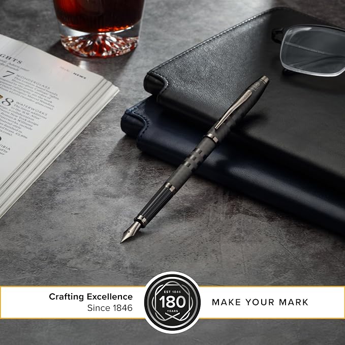 Cross Century II Midnight Black Fine Nib Fountain Pen - Professional Pen for Everyday Use - Smooth Writing - Comfortable Grip - Black Ink - Durable Construction - Includes Gift Box