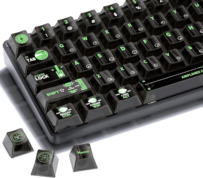 GMKWTL XVX Clear Keycaps, Transparent Keyboard Keycaps, Black Crystal Keycap Set, Cherry Profile Key caps 65 Percent Compatibility with MX Switches Mechanical Keyboards