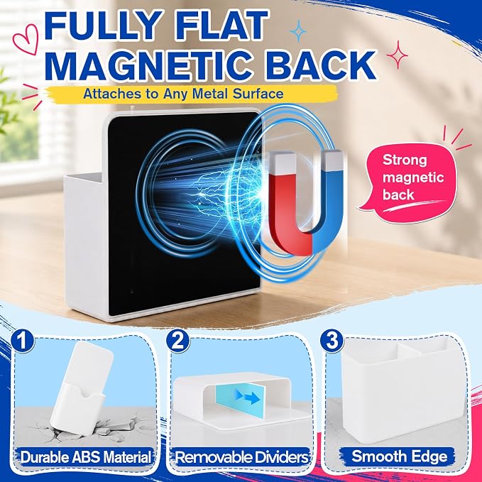 Grtard Magnetic Pen Holder, 4 Pack Magnetic Marker Holder for Whiteboard, Magnetic Dry Erase Marker Holder, Magnetic Pen Holder for Refrigerator, Magnetic Pencil Holder, Magnet Locker Organizer