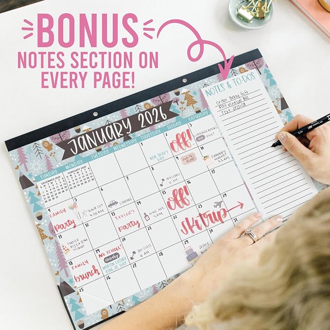 Hadley Designs Large Teacher Desk Calendar 2026-2027 - Desktop Calendar 2026, 18-Month Desk Calendars for Home, Office & Classroom, Cute Classroom Must Haves, Back to School Teacher Gifts