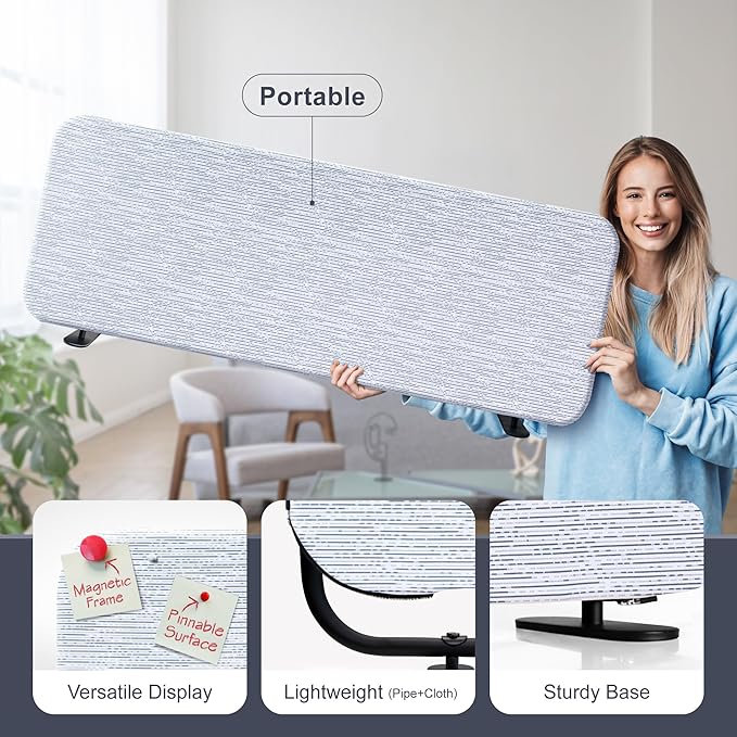 DECOLAB Freestanding Desk Divider, Portable Table Privacy Partition for Office, Home, Countertop, Shared Workspace, Study, Anti-Scratch, 48 x 18 Inch, Birch