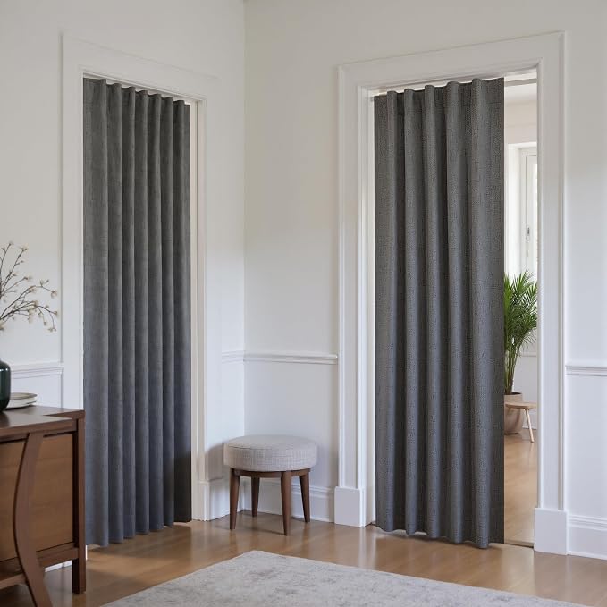 KOUFALL 78 Inch Room Divider Curtains,Linen Blackout Sounproof Noise Reducing Curtains for Doors Doorway