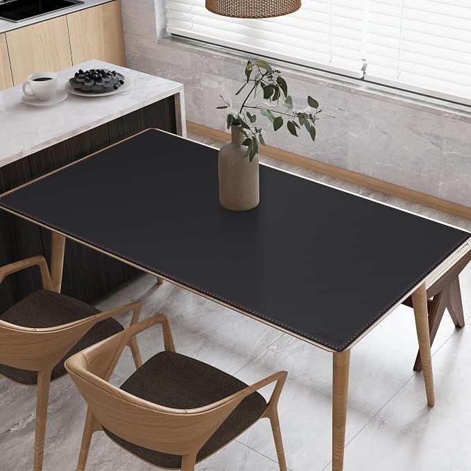 ZORESYN 59.1"x27.6" PU Leather Desk Pad Protector, Large Mouse Pad, Executive Computer Office Desk Mat, Non-Slip Desk Blotter, Waterproof Desk Writing Pad for Office and Home (Black)
