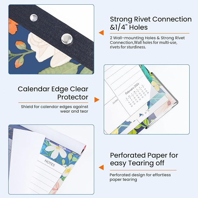 SUNEE Desk Calendar 2026-18 Month Calendar Oct 2025 - Mar 2027, 17" x 12" Calendar 2026 with Notes, for Planning, Organizing in Family, School or Office - Colorful Floral 2026 Calendar