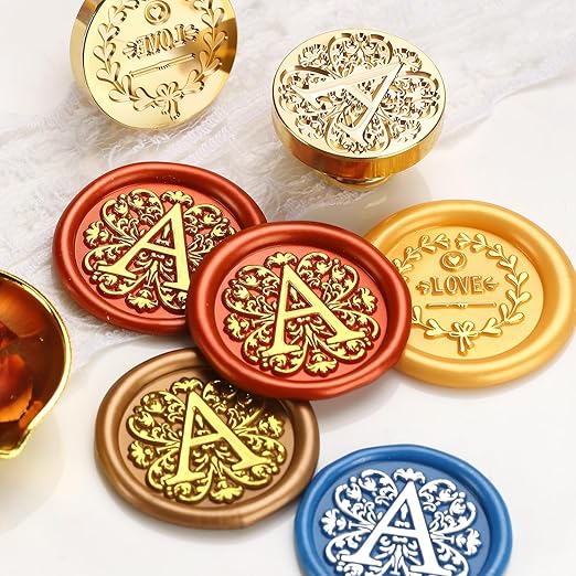 Flower Initial Alphabet E Wax Seal Kit & Eucalyptus Love Sealing Stamp Kit with Wax Stamp Brass Head Ideal for Wedding Invitations Gift Wrapping Christmas (Floral E Kit)