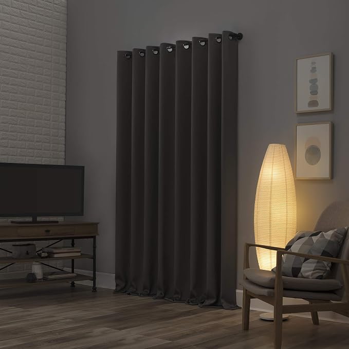 Sun Zero Nordic 2-pack Theater Grade Extreme 100% Blackout Grommet Curtain Panel Pair, 52" x 96", Gray
