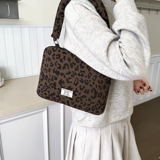 Leopard Print Laptop Case 11, 13,15 Inch Quilted Laptop Sleeve Soft Protective Cheetah Computer Sleeve for MacBook (Coffee, with Strap, 11 Inch)