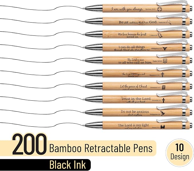 Mr. Pen- Bible Verse Pens Bulk, 200 Pack, Black Ink, Retractable | Christian Pens Bulk for Women & Men