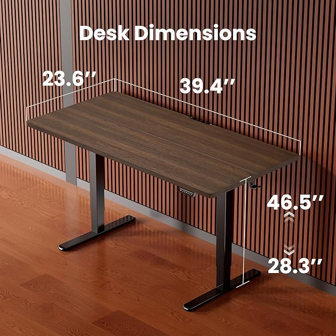 ErGear Height Adjustable Electric Standing Desk, 40 x 24 Inches Sit Stand up Desk, Memory Computer Home Office Desk, Dark Walnut