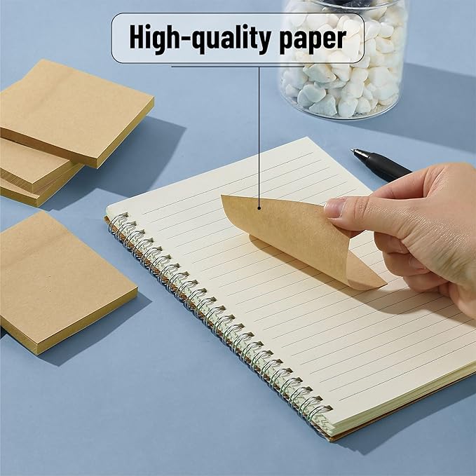 Mr. Pen- Kraft Sticky Notes, 3”x3”, 12 Pads, Self-Stick Note Pads, Brown, Craft Paper 3x3 Sticky Notes, Stocky Notes for Bible Journaling