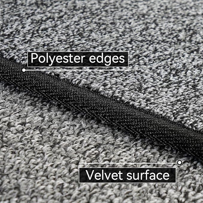 Kitchen Mat Set of 2 PCS, Cushioned Non Slip Rugs for Kitchen Floor, Absorbent Runner Comfort Standing Mats Washable for Kitchen, Office, Home (Black-Velvet, 17.3"x47"+17.3"x30")