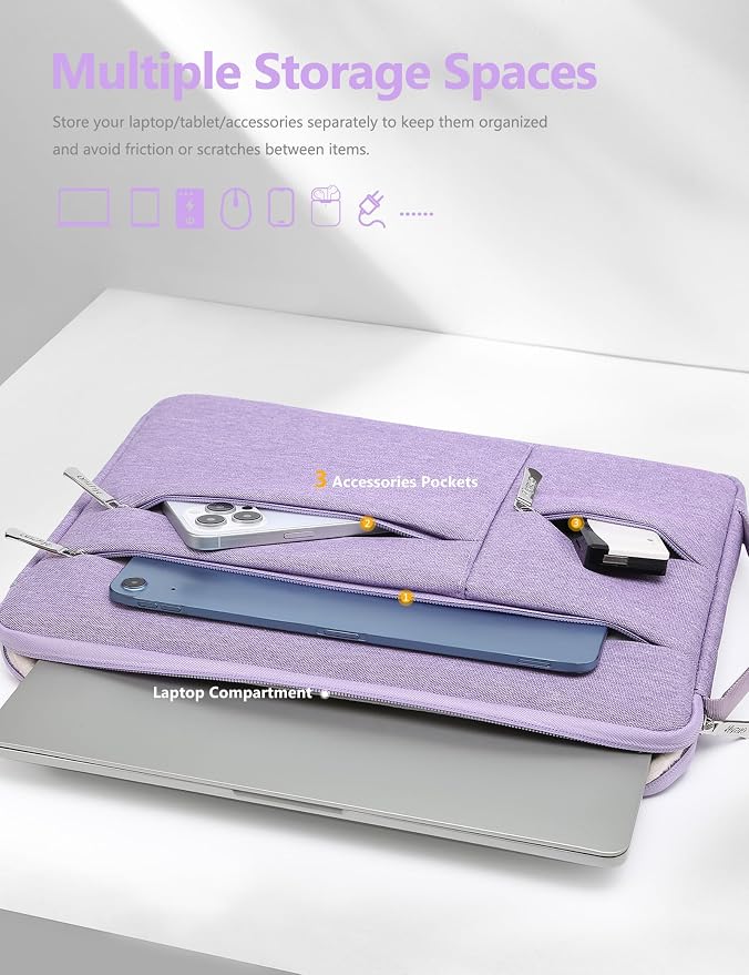 HYZUO 14-15 Inch Laptop Sleeve Bag for MacBook Air 15 M5 A3448 M4 M3 M2 2026-2023, MacBook Pro 15, 15" Surface Laptop, XPS 14/15 Plus, NoteBook Case for 14" HP Dell Lenovo Asus Acer, Lilac Purple