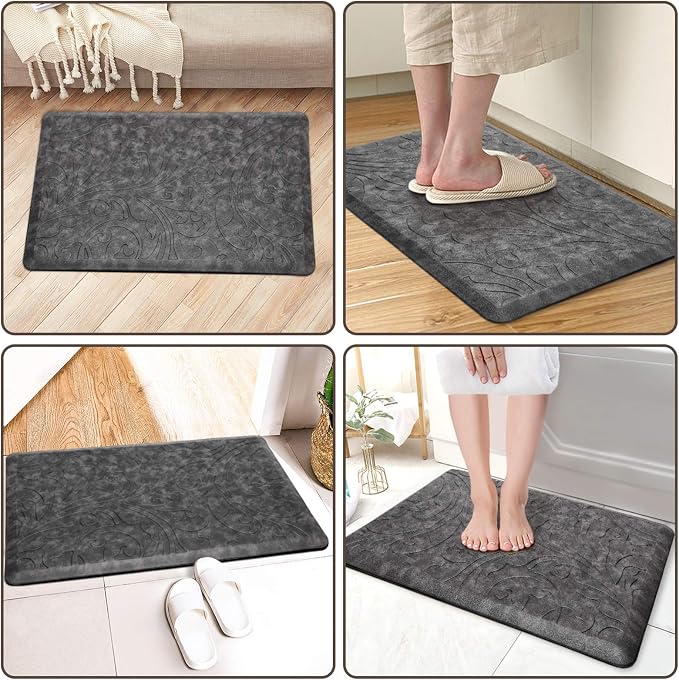 KMAT Kitchen Mat Cushioned Anti-Fatigue Floor Mat Waterproof Non-Slip Standing Mat Ergonomic Comfort Floor Mat Rug for Home,Office,Sink,Laundry,Desk 17.3" (W) x 28"(L),Grey