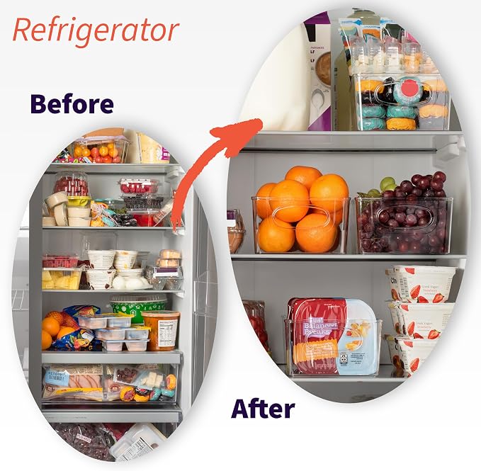 ClearSpace Plastic Pantry Organization and Storage Bins with Removable Dividers – Perfect Kitchen Organization or Kitchen Storage – Refrigerator Organizer Bins, Cabinet Organizers (2 Pack)