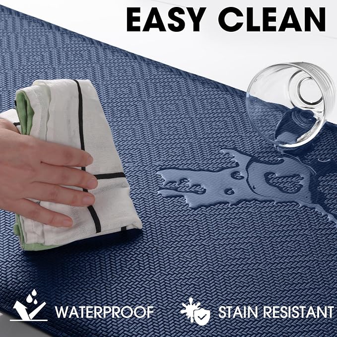 Mattitude Kitchen Mat Cushioned Anti-Fatigue Floor Mat Water Resistant Non-Slip Mats and Rugs Standing and Comfort Desk Mats for House Sink Office Laundry (Blue, 17.3"x39")