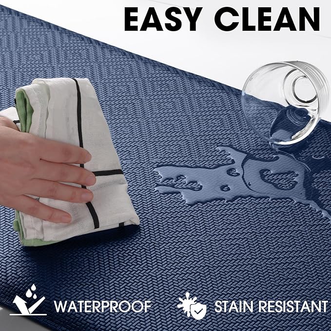 Mattitude Kitchen Mat Cushioned Anti-Fatigue Floor Mat Water Resistant Non-Slip Mats and Rugs Standing and Comfort Desk Mats for House Sink Office Laundry (Blue, 17.3"x60")