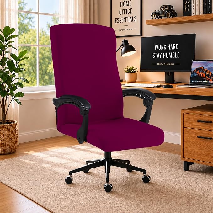 Elastic Computer Chair Cover with Durable Zipper - Protective Removable Washable Universal Office Desk Chair Seat Slip Cover - Stretchy Soft Anti-dust Desk Chair Seat Protector for Dogs, Cats, Pets