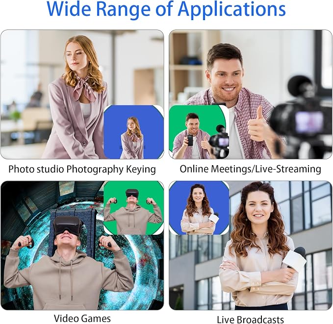 Portable Green Screen - 56" Greenscreen Backdrop with Stand & Reversible Blue Screen for Streaming, Gaming, Zoom & Video Chat