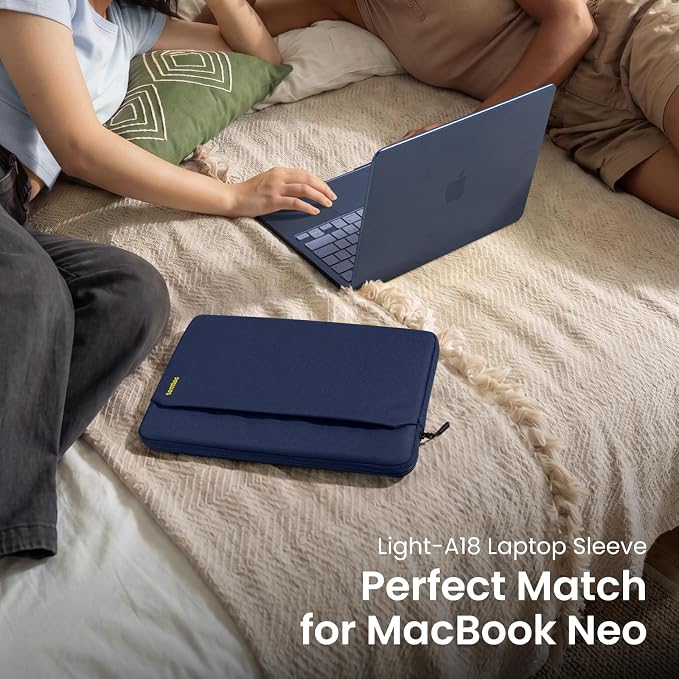 tomtoc Custom-Fit Slim Sleeve for 13-inch MacBook Neo A18 Pro A3404, Water-Resistant Protective Case with Accessory Pocket