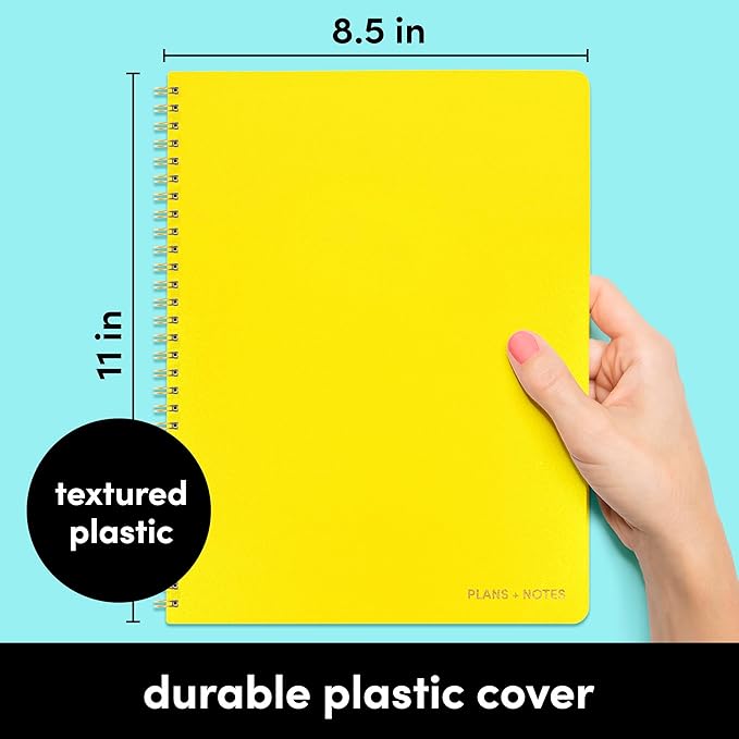PAPERAGE Undated Daily Planner Notebook (Yellow), 8.5 in x 11 in, Spiral Bound To Do List & Schedule Planner, 104 Lined Pages for Plans & Notes
