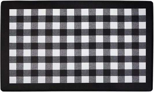 Anti-Fatigue Floor Comfort Mat - 18 x 30 Inch (Buffalo Check Black) - Waterproof Non-Slip Rug - Easy to Clean Cushioned Mat for Kitchen, Bathroom, Standing Desk & Office - Achim Home Decor
