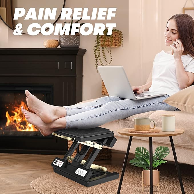 footrest for Under Desk at Work,Height Adjustable Footrest with Massage Roller and Soft Pad, Foldable Ergonomic Foot Rest for Car,Office,Home,Train,Travel,Gaming,Sturdy Metal Frame(Grey)