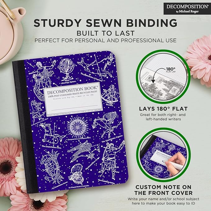 Decomposition Celestial Composition Notebook - 9.75 x 7.5 Journal with 160 Lined Pages - Notebooks for School Supplies, Home & Office - 100% Recycled Paper - Made in USA
