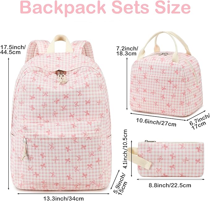 LEDAOU Kids Backpack for Girls Backpacks with Lunch Box, Lightweight Bookbag Set Elementary Middle School Back pack for 8-14