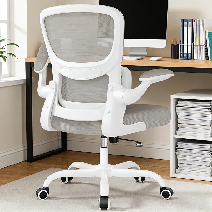 ALLGOD Office Chair Ergonomic Desk Chair, Breathable Mesh Desk Chair Comfy with Lumbar Support, Flip-up Armrests, Computer Chairs Comfortable for Home, Office, Work, Standard, 300Lbs